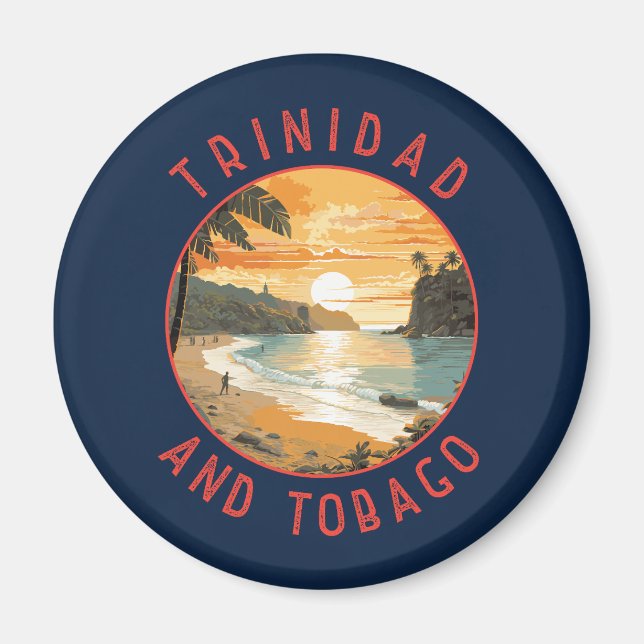 Trinidad und Tobago Caribbean Distressed Circle Magnet (Vorne)