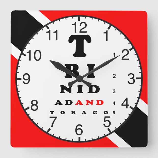 Trinidad und Tobago Eye Chart Quadratische Wanduhr (Vorderseite)