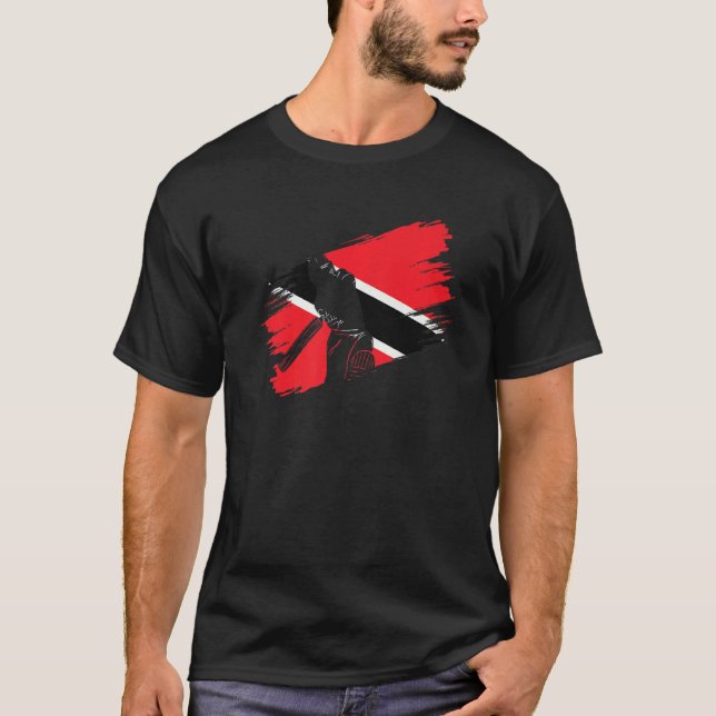 Trinidad und Tobago Flag Cricket Fan Player Coach T-Shirt (Vorderseite)