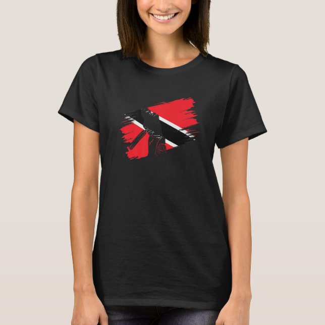 Trinidad und Tobago Flag Cricket Fan Player Coach T-Shirt (Vorderseite)
