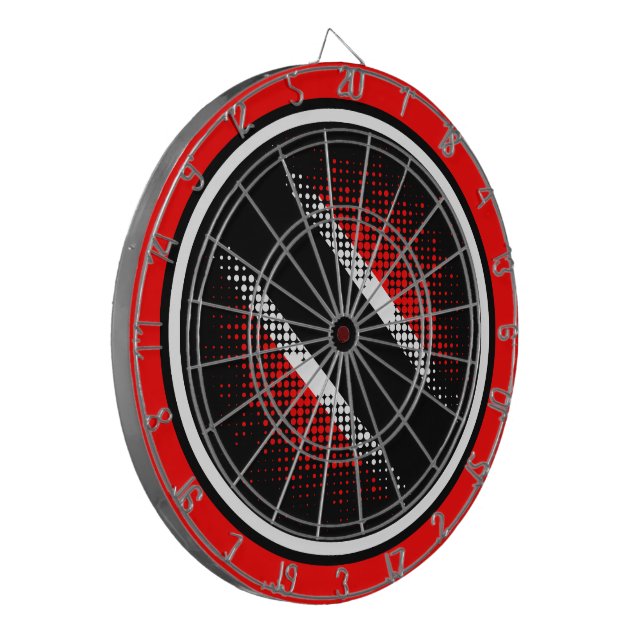 Trinidad und Tobago Flag (Dot Pattern) Dartscheibe (Vorderseite Links)