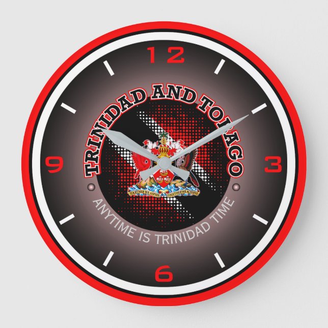 Trinidad und Tobago Flag (Dot Pattern) Große Wanduhr (Vorderseite)