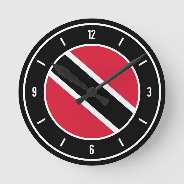 Trinidad und Tobago Flag Elegant Runde Wanduhr (Vorderseite)