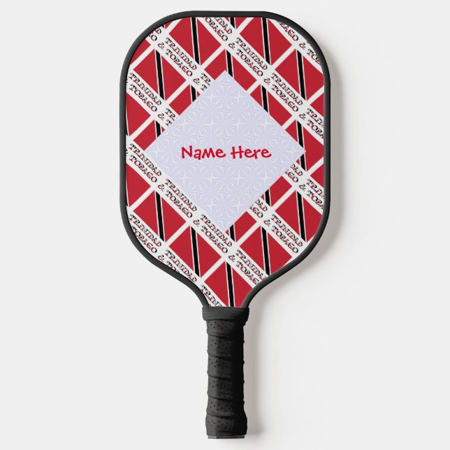 Trinidad und Tobago Flag geteerte rote Personalisi Pickleball Schläger (Vorderseite)