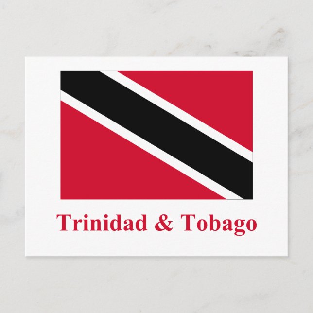 Trinidad und Tobago Flag mit Namen Postkarte (Vorderseite)