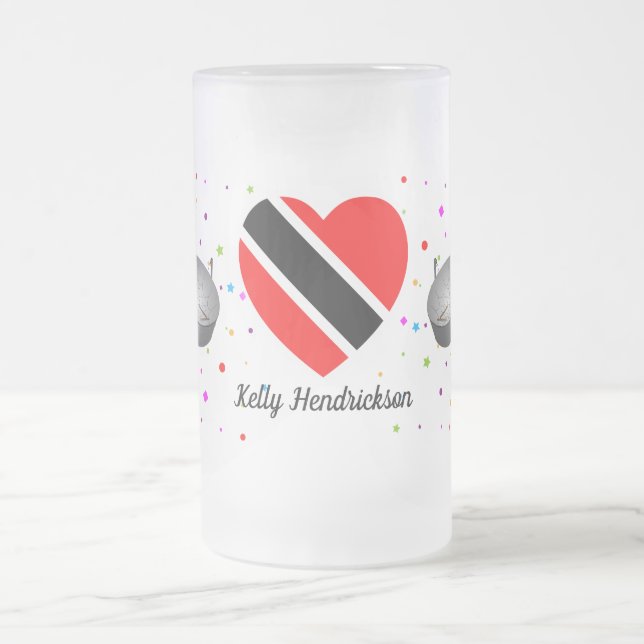 Trinidad und Tobago Flag & Steelpan mit Ihrem Name Mattglas Bierglas (Mittel)