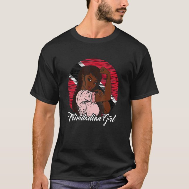 Trinidad und Tobago Flag Trinidadian Girl T-Shirt (Vorderseite)