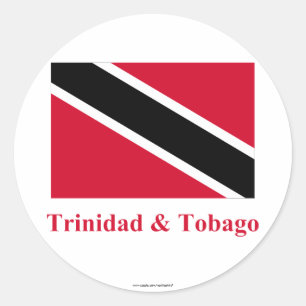 Trinidad und Tobago-Flagge mit Namen Runder Aufkleber