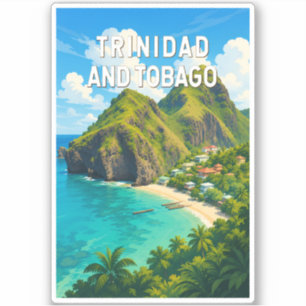 Trinidad und Tobago Illustration Reise Kunst Retro Aufkleber