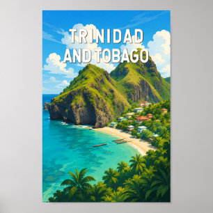 Trinidad und Tobago Illustration Reise Kunst Retro Poster