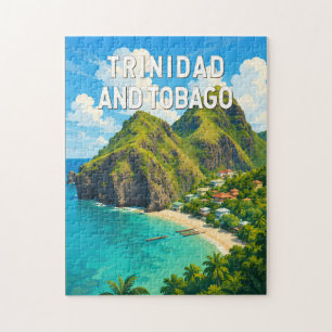 Trinidad und Tobago Illustration Reise Kunst Retro Puzzle