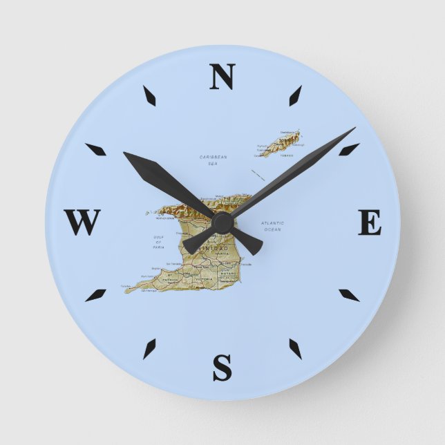 Trinidad und Tobago Map Clock Runde Wanduhr (Vorderseite)