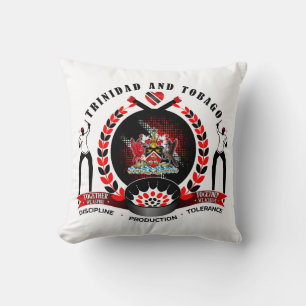 Trinidad und Tobago National Pride Emblem auf Weiß Kissen