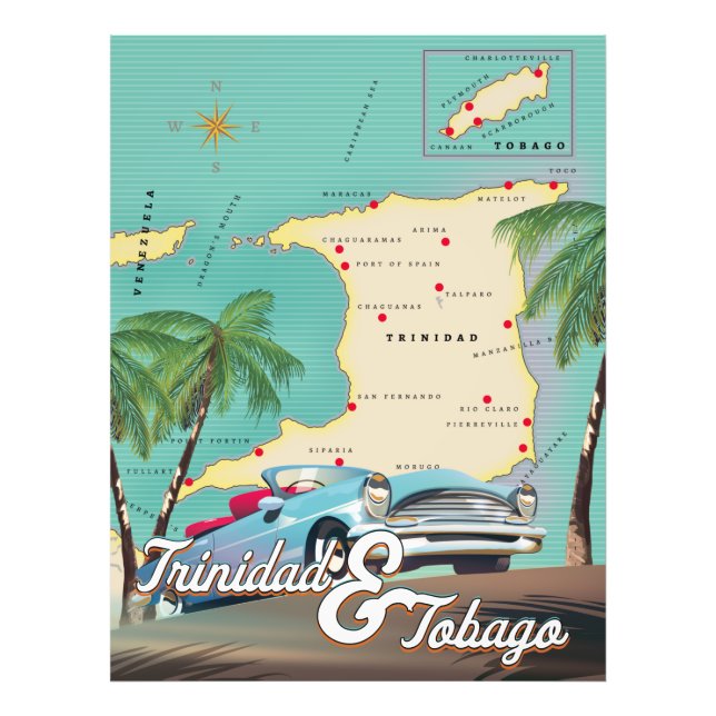 Trinidad und Tobago Reiseplakat Fotodruck (Vorne)