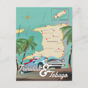 Trinidad und Tobago Reiseplakat Postkarte