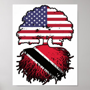 Trinidad und Tobago Trinidadian American USA Tree Poster
