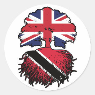 Trinidad und Tobago Trinidadian British UK Tree Runder Aufkleber