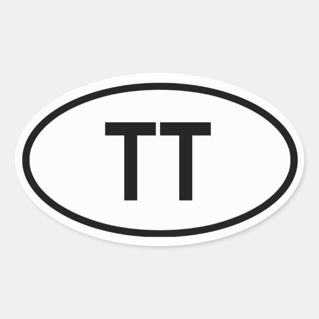 Trinidad und Tobago "TT" Ovaler Aufkleber (Vorderseite)