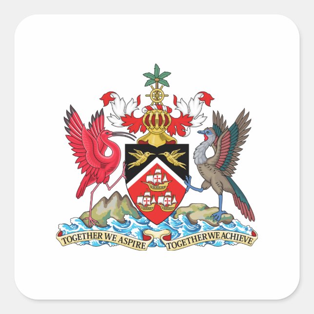 Trinidad und Tobago Wappen Quadratischer Aufkleber (Vorderseite)