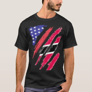 Trinidadian American Patriot Grown Heart Flag Stri T-Shirt