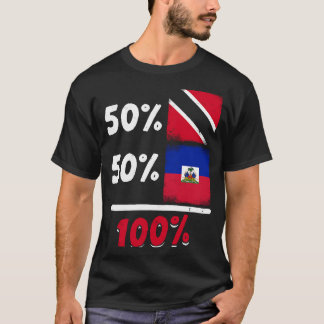 Trinidadian Plus Haitian Mix Flag Karibische Insel T-Shirt