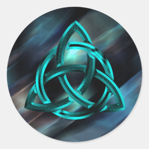 Trinity Knot Celtic Blue Metal Glitzer Runder Aufkleber