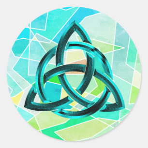 Trinity Knot Celtic Geometric Blue Metal Glitzer Runder Aufkleber