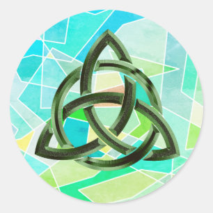 Trinity Knot Celtic Geometric Green Metal Glitzer Runder Aufkleber