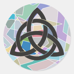 Trinity Knot Celtic Geometric Wassercolor Blöcke Runder Aufkleber