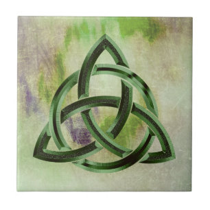 Trinity Knot Celtic Green Grunge Vintag Fliese