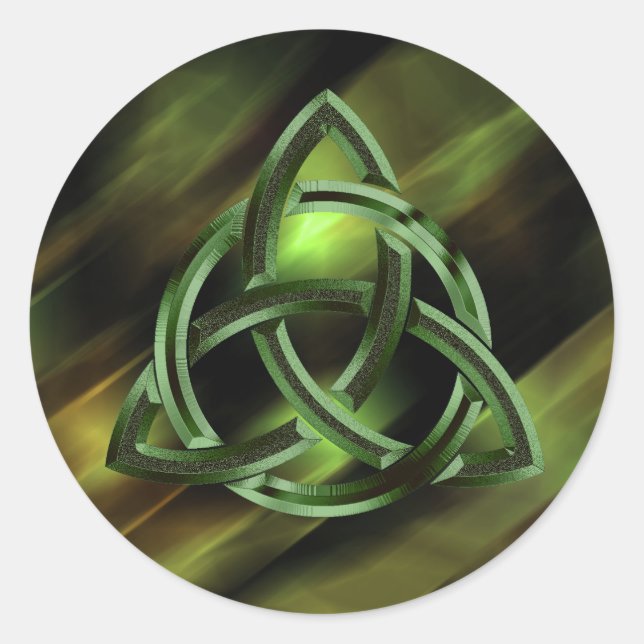 Trinity Knot Celtic Green Metal Glitzer Runder Aufkleber (Vorderseite)