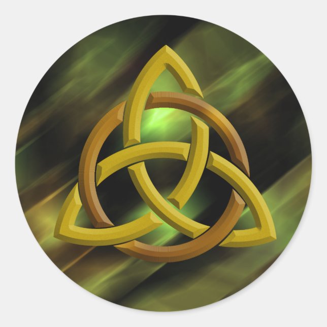 Trinity Knot Celtic Green Metal Glitzer Runder Aufkleber (Vorderseite)