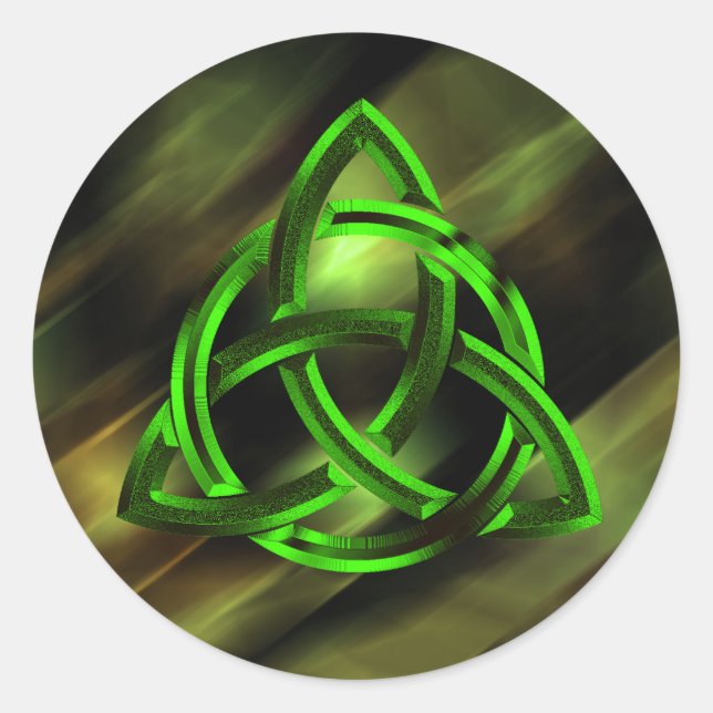 Trinity Knot Celtic Green Metal Glitzer Runder Aufkleber (Vorderseite)