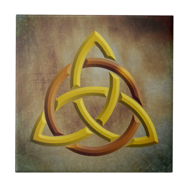 Trinity Knot Celtic Grunge Vintag Fliese (Vorderseite)