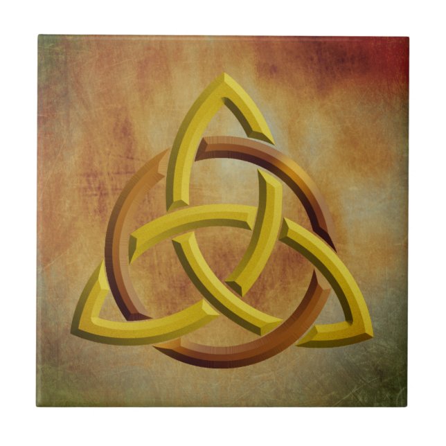 Trinity Knot Celtic Grunge Vintag Fliese (Vorderseite)