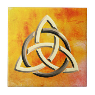 Trinity Knot keltisch Orange Vintage Feuer Fliese