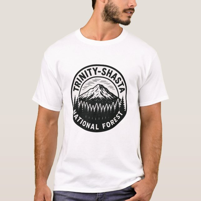 Trinity-Shasta-Nationalwald - Emblem-Abzeichen T-Shirt (Vorderseite)