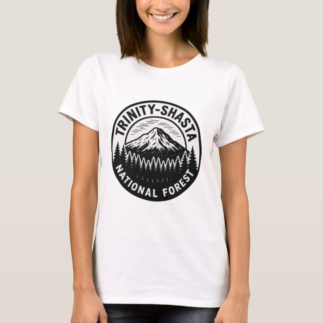 Trinity-Shasta-Nationalwald - Emblem-Abzeichen T-Shirt (Vorderseite)