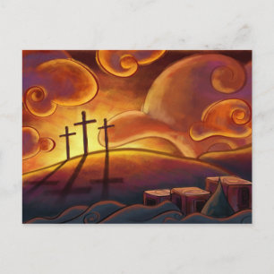 Trinity - Triple Cross bei Sonnenuntergang Postkarte