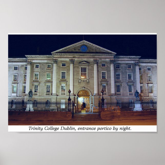 Trinity Uni porticiat at at night, Dublin Irland Poster (Vorne)