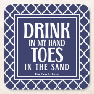 Trink in meiner Hand Zitat Nautical Strand Sommer Rechteckiger Pappuntersetzer
