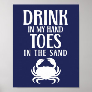 Trink in meiner Hand Zitat Nautilus Strand Sommerp Poster