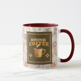 Trink-Kaffeetasse – Braunes florales ästhetisches  Tasse