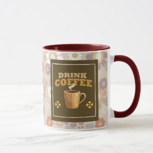 Trink-Kaffeetasse – Braunes florales ästhetisches  Tasse