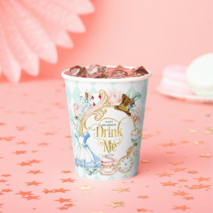 Trink mich, Alice im Wunderland zum Geburtstag Pappbecher