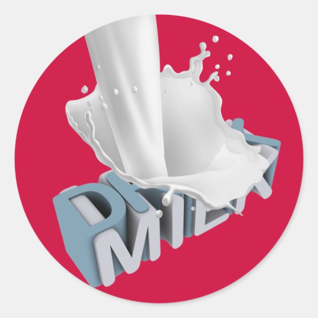 Trink Milch! 3D Runder Aufkleber (Vorderseite)