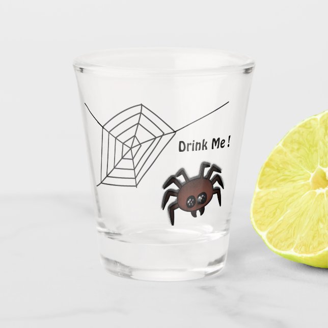Trink mir Halloween-Spinne Schnapsglas (Vorderseite)