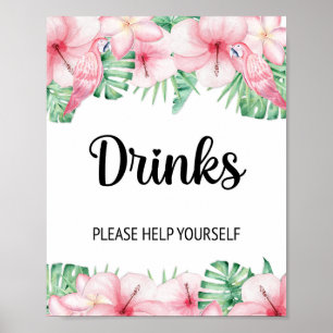 Trink Tisch Schild Tropisches Rosa Floral