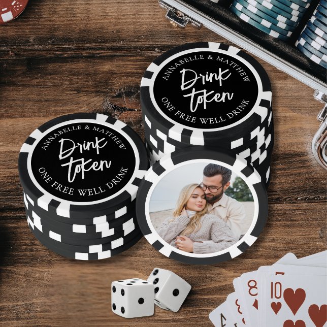 Trink-Token Hochzeitsfoto Pokerchips (Drink Token Wedding Photo)