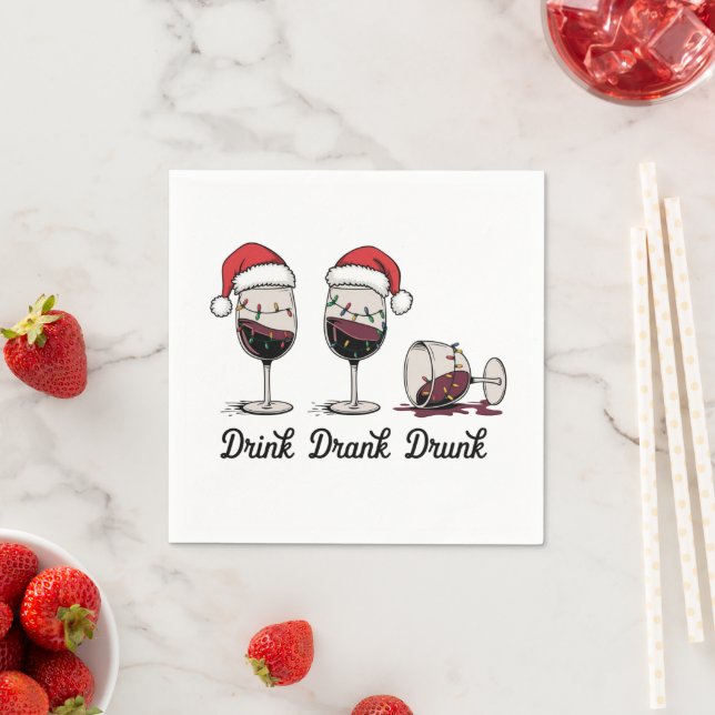 Trink Trank Trunken Weihnachtswein Serviette (Beispiel)